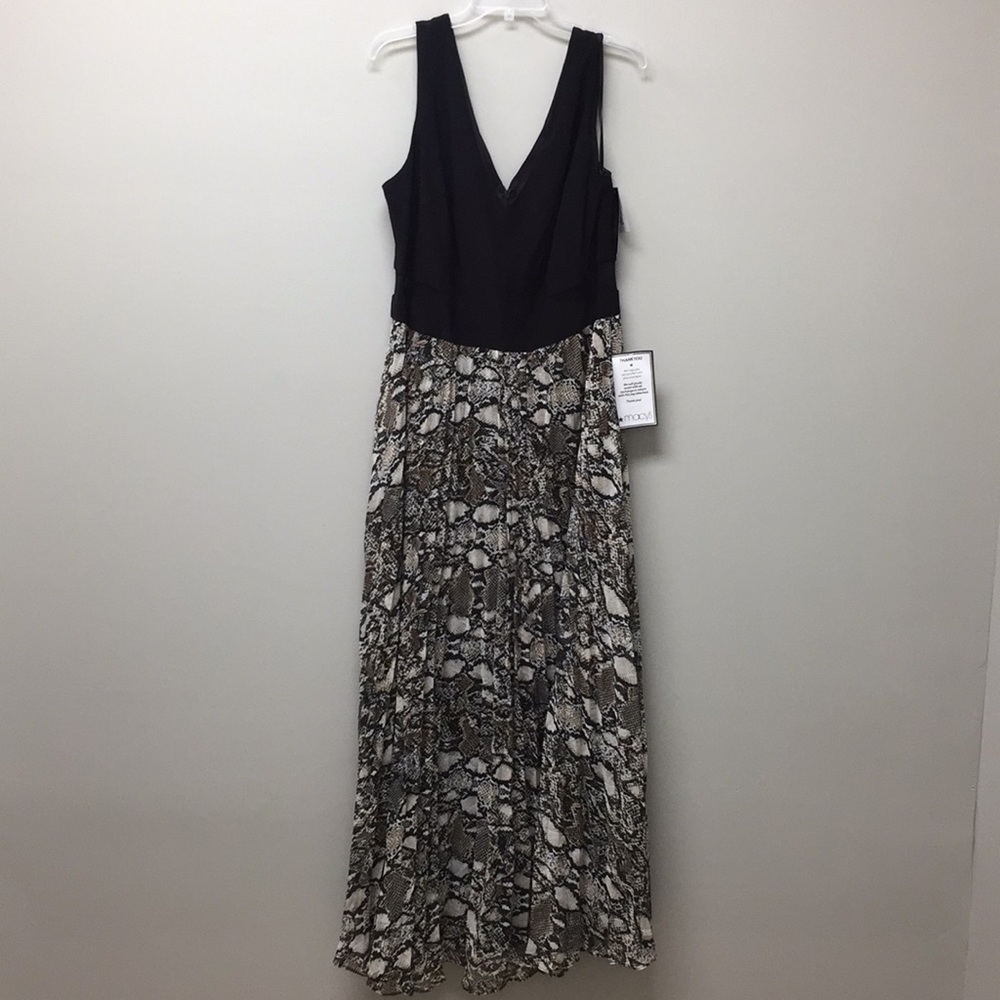 Xscape Sleeveless Snake Print Maxi Dress